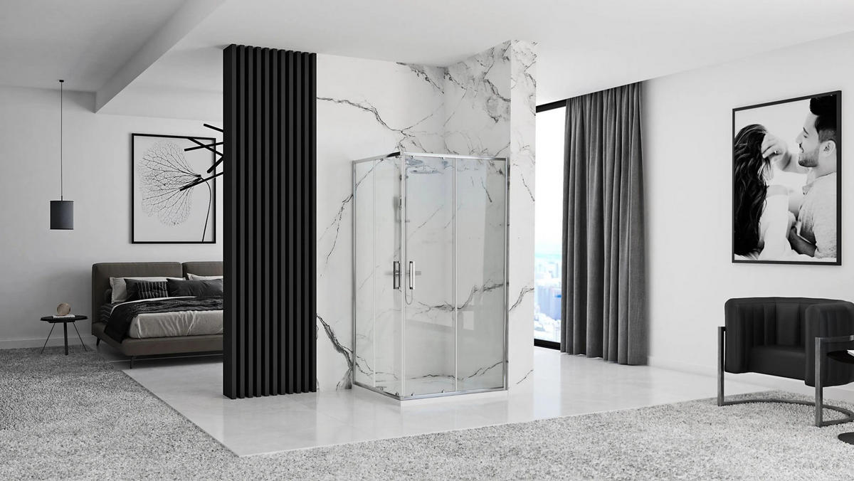 DUSCHKABINE Rea Punto 80x80 ohne Duschwanne - Chromfarben, Glas (78/78/190cm) - REA
