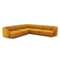 WENDBARES-ECKSOFA Miley aus Samt gelb 5 Sitzplätze - Gelb, Textil (255/255cm) - Micadoni