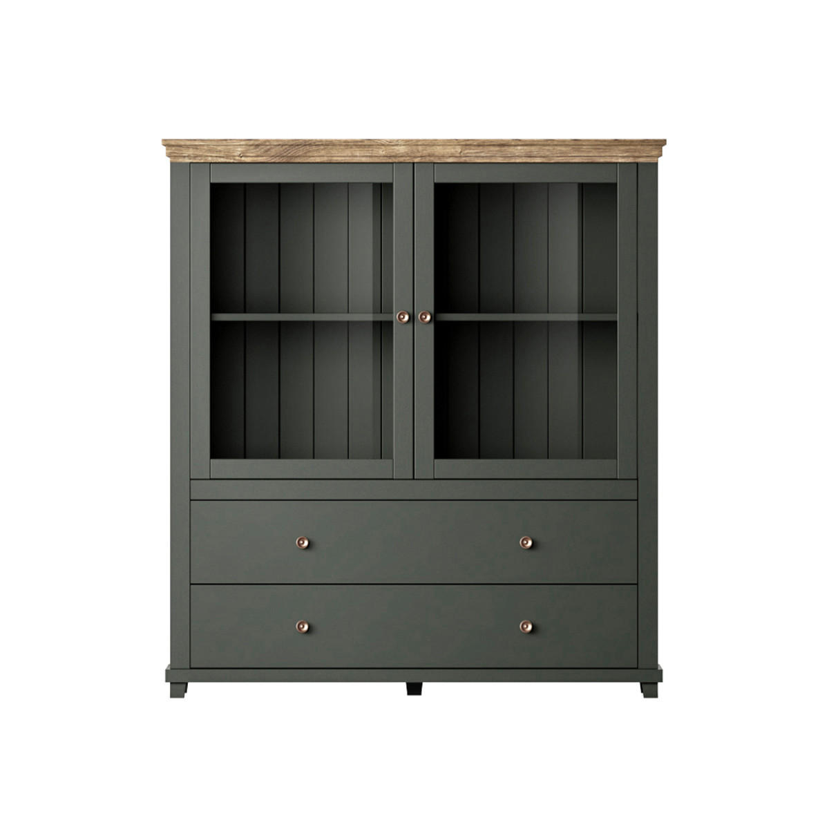 VITRÍNA Martin Zelená a dřevo - zelená barva, kompozitní dřevo (126/138/42cm) - Petits-meubles