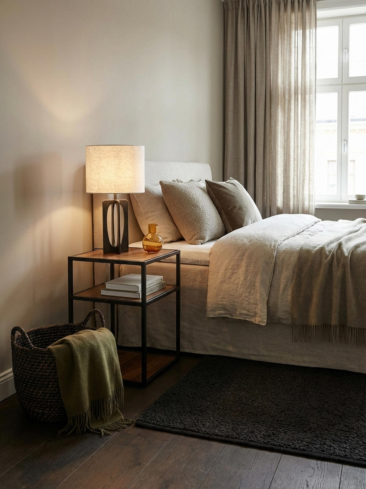 NACHTTISCH – Massivholz, 40x50x35 cm, 3 Ablagen, Industrial-Stil - Schwarz/Braun, Holz/Metall (40/50/35cm) - KADIMA DESIGN