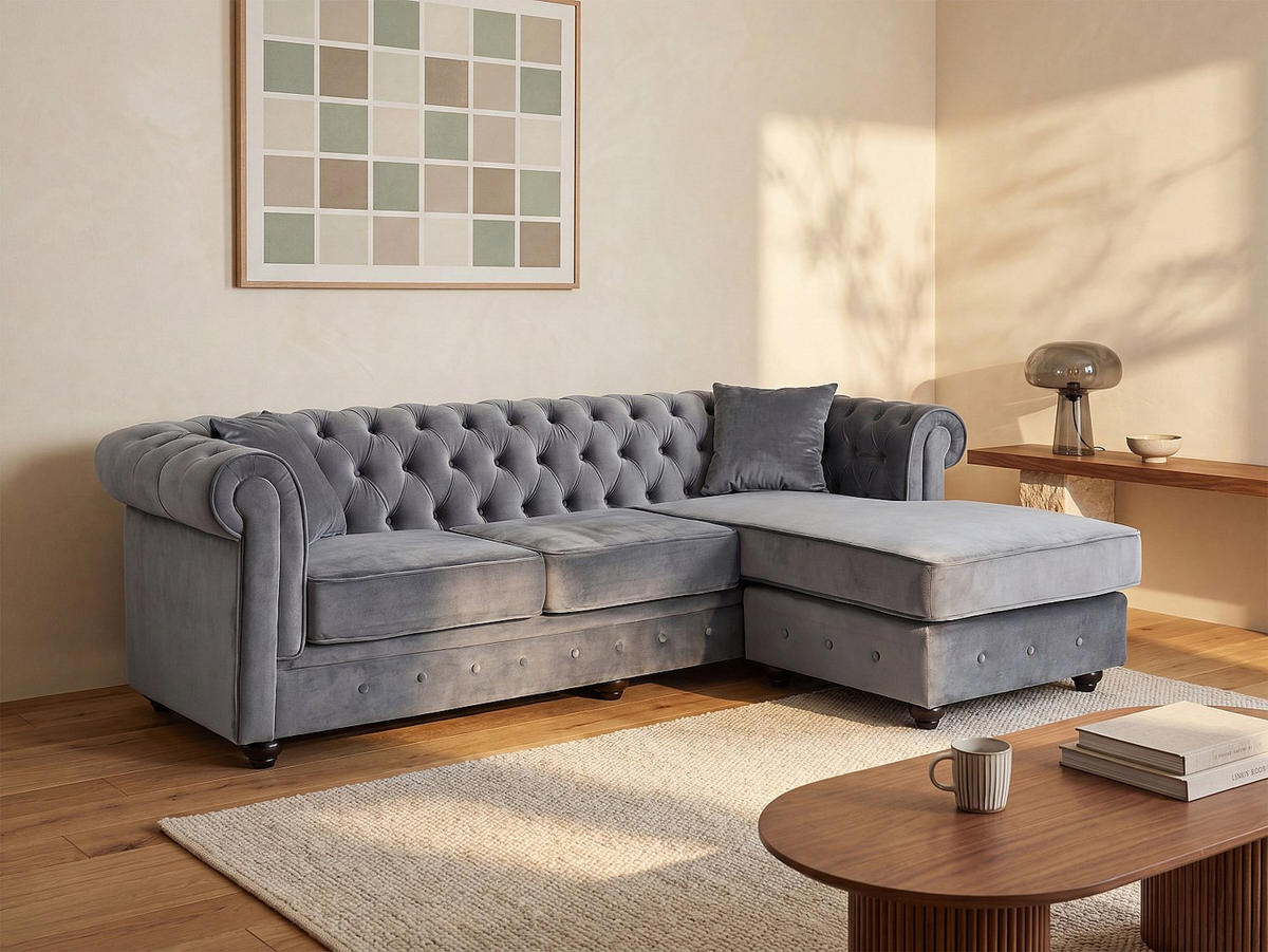 SOFA - 4 Personen - samt - anthrazitgrau Toledo - Anthrazit, Textil (228/72/163cm) - Vente-Unique