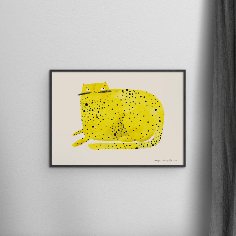 POSTER mit Rahmen Wild Apple - Cat - Gelb/Schwarz, Holz/Papier (70/100cm) - Poster&Frame
