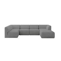 WOHNLANDSCHAFT Ottomane Rechts MOVO-L 345x180x78 cm Grau Velours - Taupe/Schwarz, Holzwerkstoff/Kunststoff (345/78/180cm) - ALTDECOR