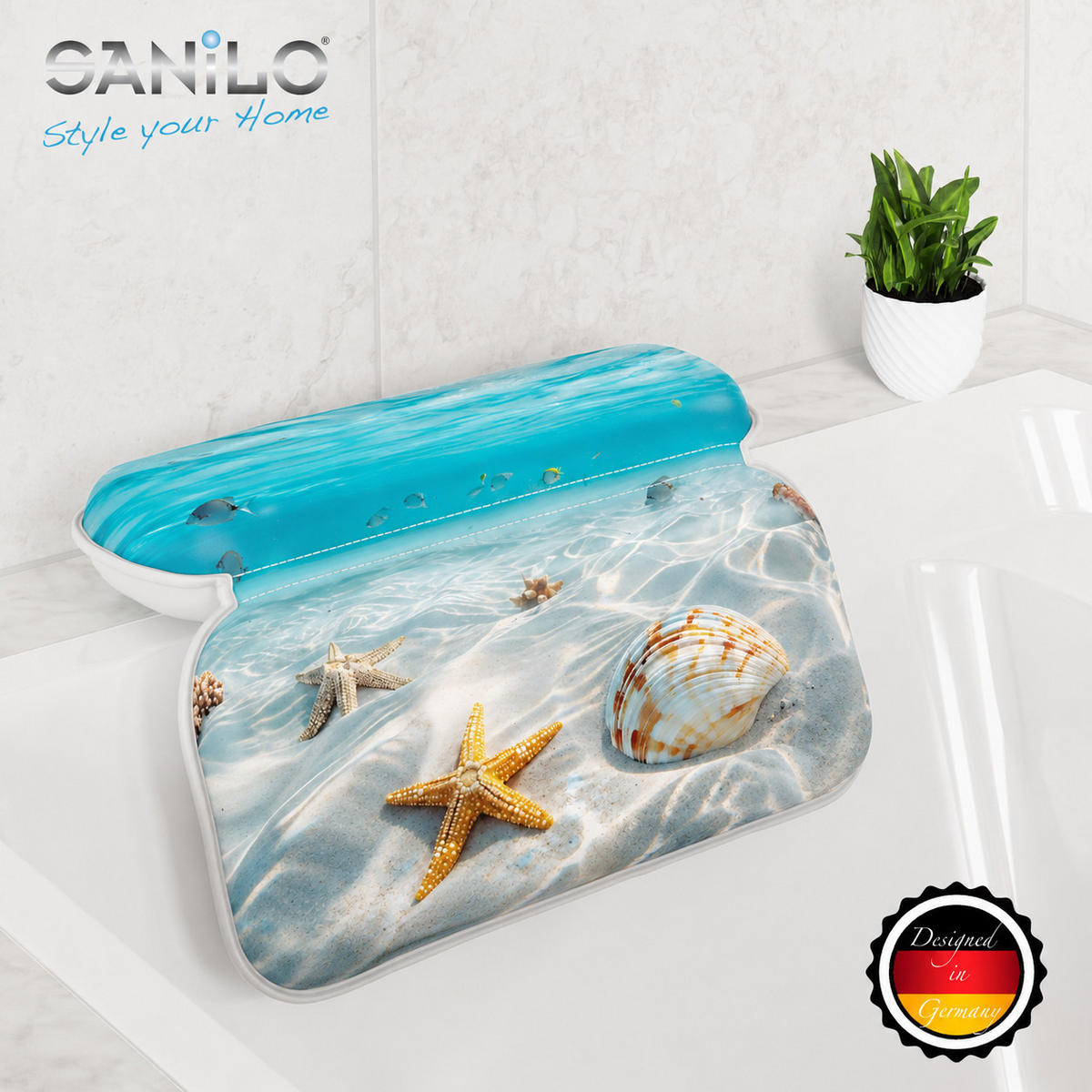BADEWANNENKISSEN Waterworld - Blau, Kunststoff (39/5.5cm) - Sanilo