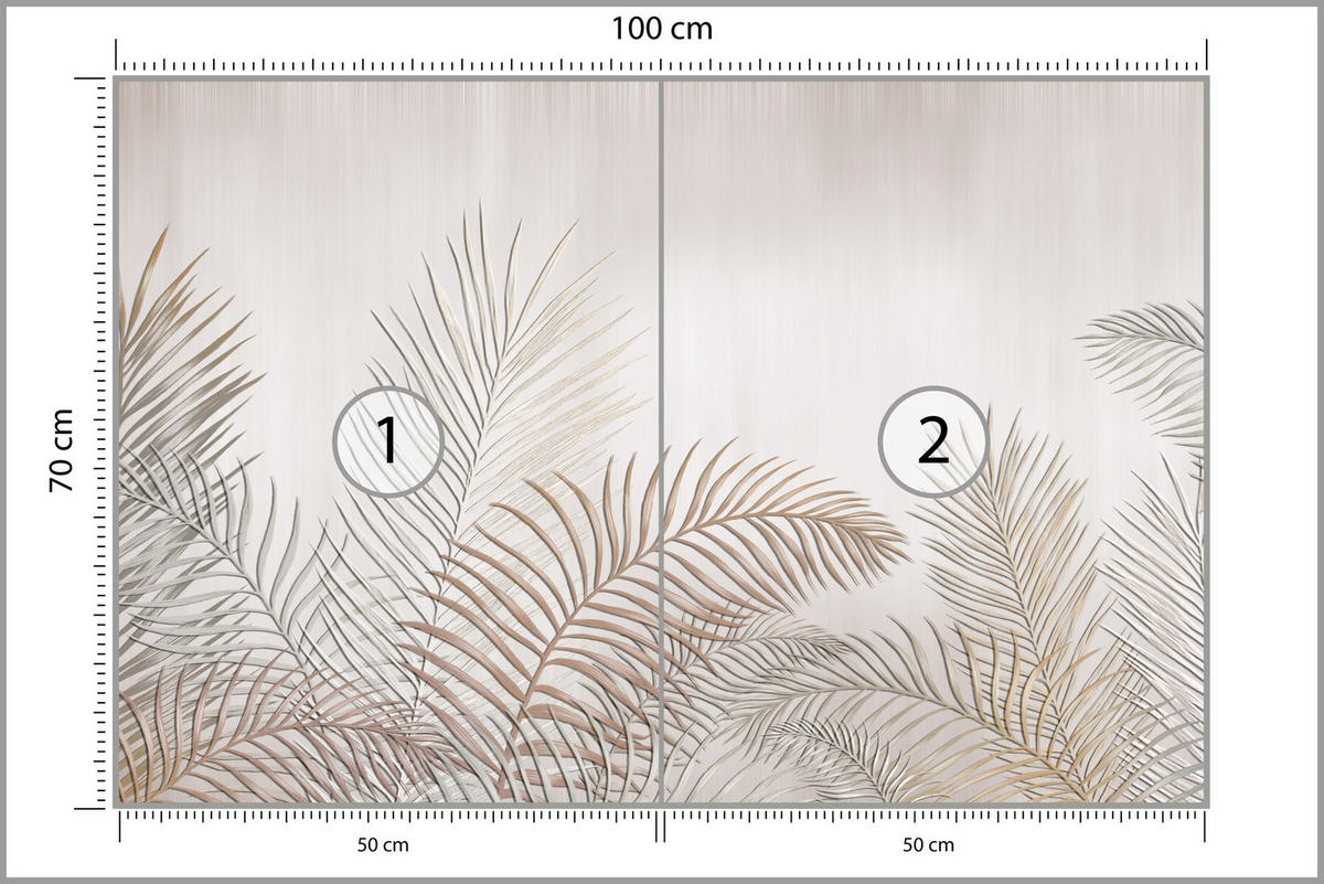 FOTOTAPETE für Schlafzimmer Beige Palmenblätter Delikat 100x70 - Beige/Braun, Papier (100/70cm) - Muralo
