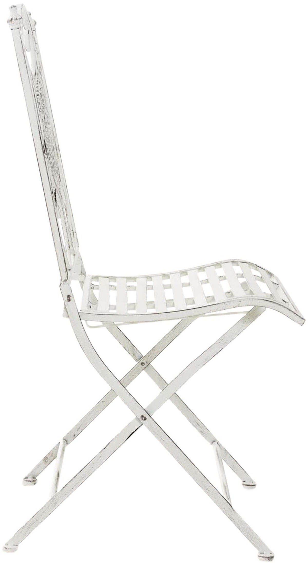 GARTENKLAPPSTUHL 2er Set Metall Antik Weiß - Weiß, Metall (42/91/49cm) - CLP