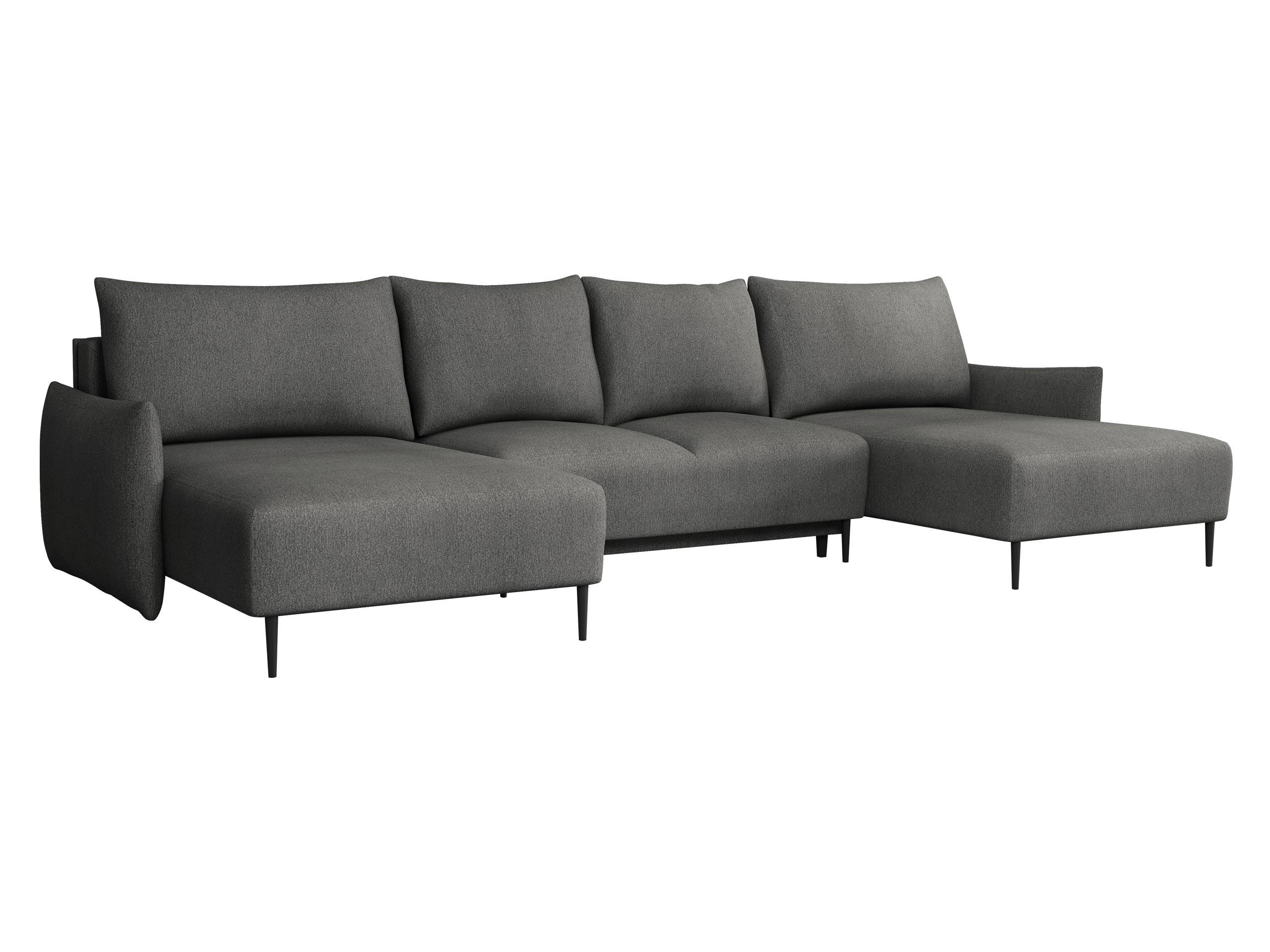WOHNLANDSCHAFT Santi U - Schwarz/Grau, Holz/Textil (328/88/160cm) - MIRJAN24