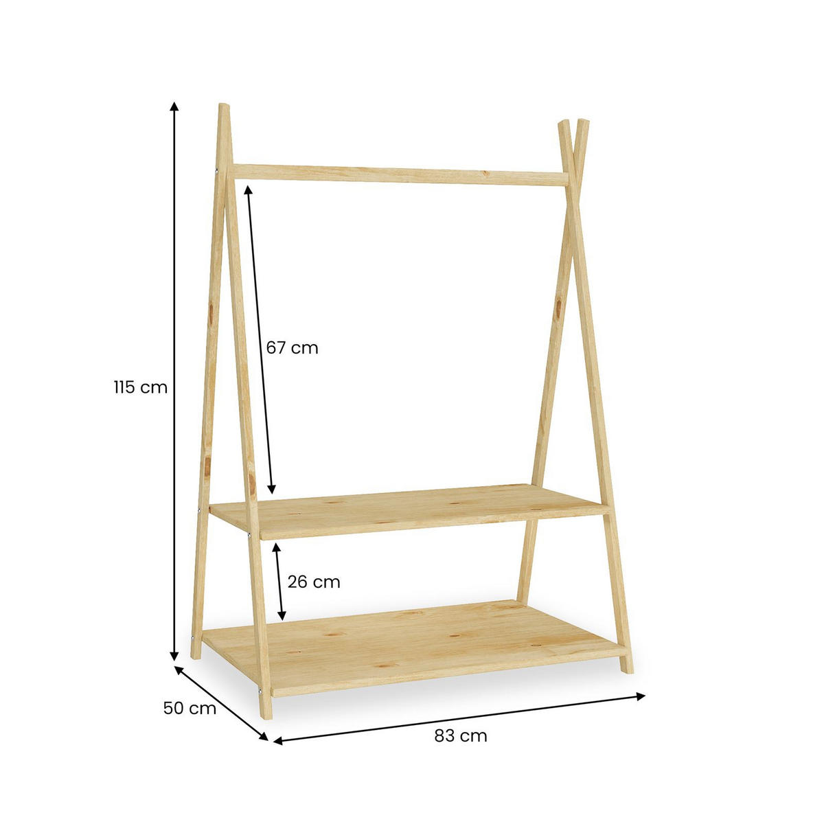 KINDERGARDEROBE DANILO - Naturfarben, Holz (82/115/50cm) - IDIMEX
