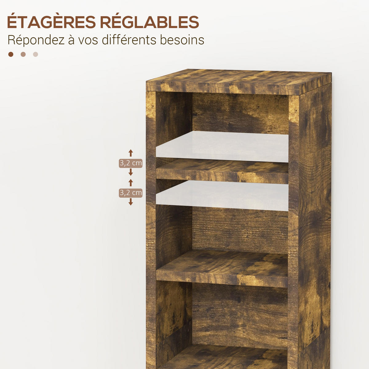 CD-REGAL 2er-Set DE-14441 12 Fächer für 204 CDs Rustikales Braun - Braun, Holzwerkstoff (22.5/88.5/21cm) - ComfortXL
