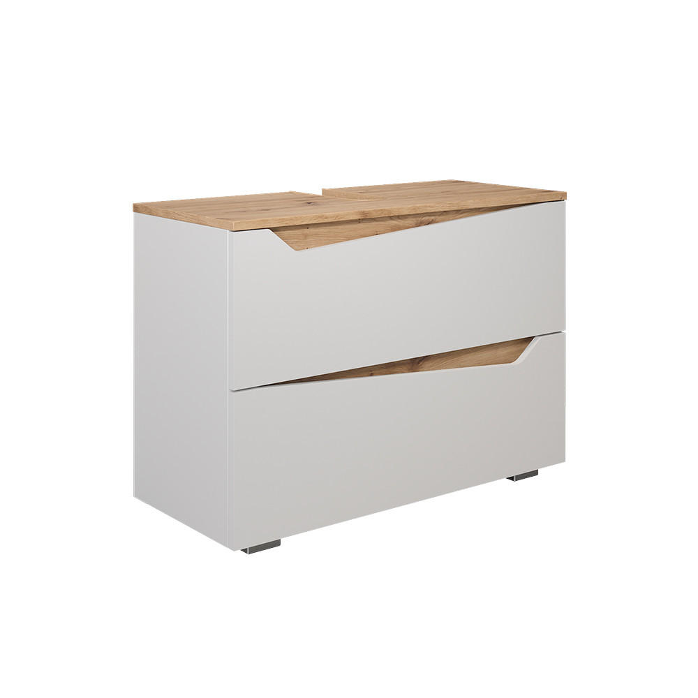 DULAP DE BAZĂ PENTRU CHIUVETĂ Marelle Alb/Artisan 80x57.5 cm cu 2 sertare