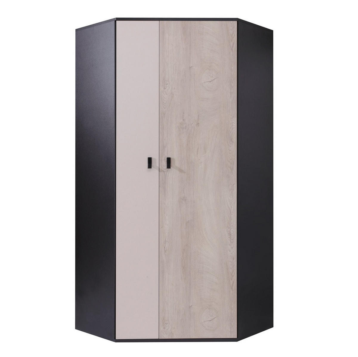 JUGENDZIMMER Space Set D mit Bett 90 x 200 - Schwarz-Eiche-Beige - Eichefarben/Beige, Holzwerkstoff (90/190/90cm) - QMM TraumMöbel