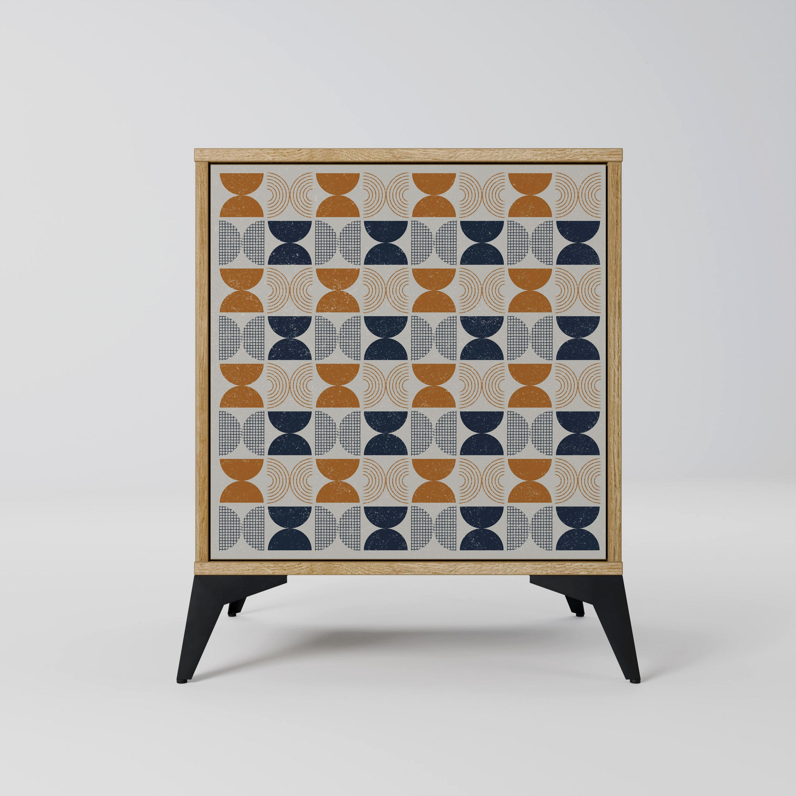SIDEBOARD REFLECTION RANGE, Eichefarben, 57,5x42x70,5 cm, Schwarze Metall-Sternfüße - Eichefarben/Multicolor, Holzwerkstoff/Metall (57.5/70.5/42cm) - SpaceRebels