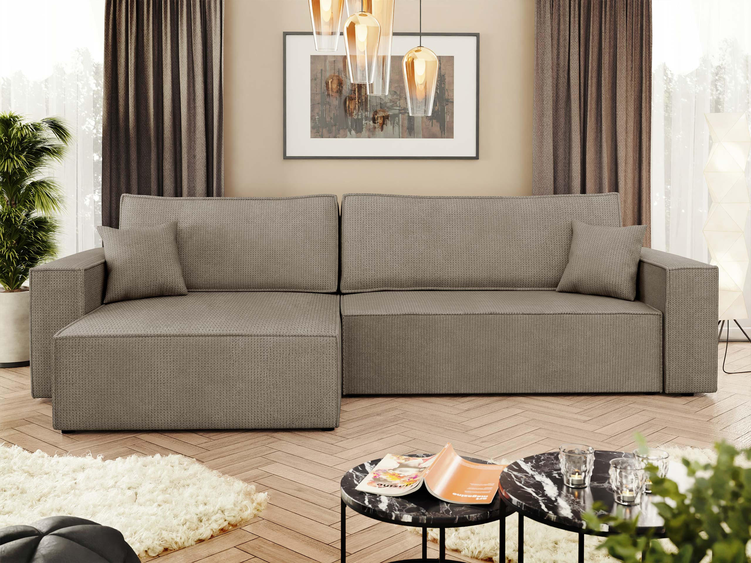 ECKSOFA Karl - Hellbraun/Schwarz, Holz/Kunststoff (272/145cm) - MIRJAN24