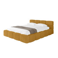 POLSTERBETT mit Bettkasten und Lattenrost, Bett mit Matratze H3/H4, Kopfteil, Boxbett, Doppelbett mit Stauraum - NATA-v1 200x200 Senfgelb - Kupferfarben, Holzwerkstoff/Textil (200/200cm) - ALTDECOR