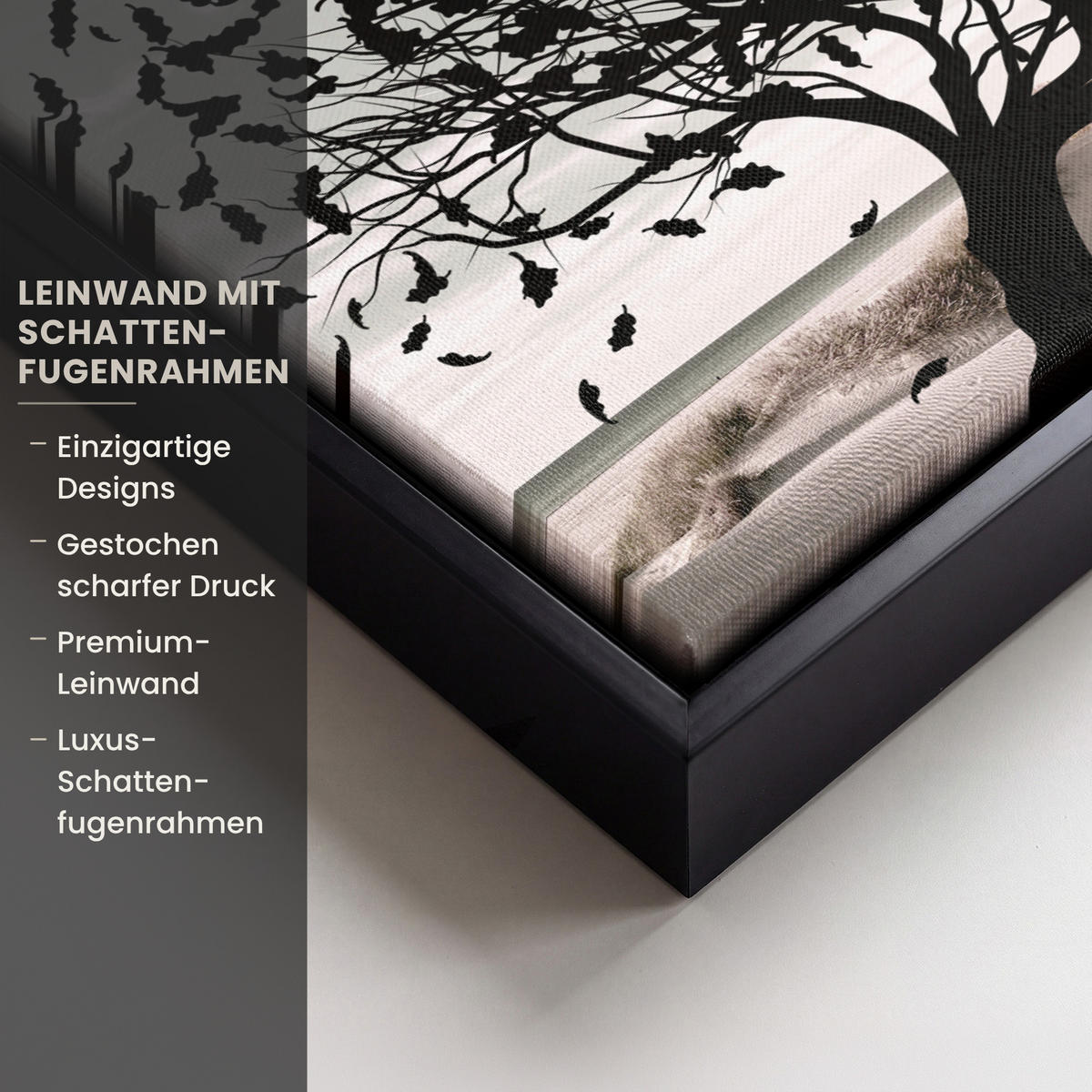 LEINWAND Bilder mit Rahmen - Strand - Meer - Menschen - Baum - Moderne Kunst - 30x20 - Hellgrau, Textil (30/20cm) - MuchoWow
