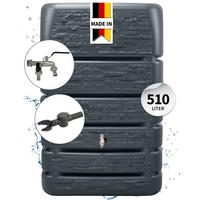 REGENTONNE Mauertank Komplett-Set 510 L, graphite grey inkl. Chrom-Doppelauslaufhahn und Fallrohranschluss - Grau, Kunststoff (60/123/80cm) - 4rain