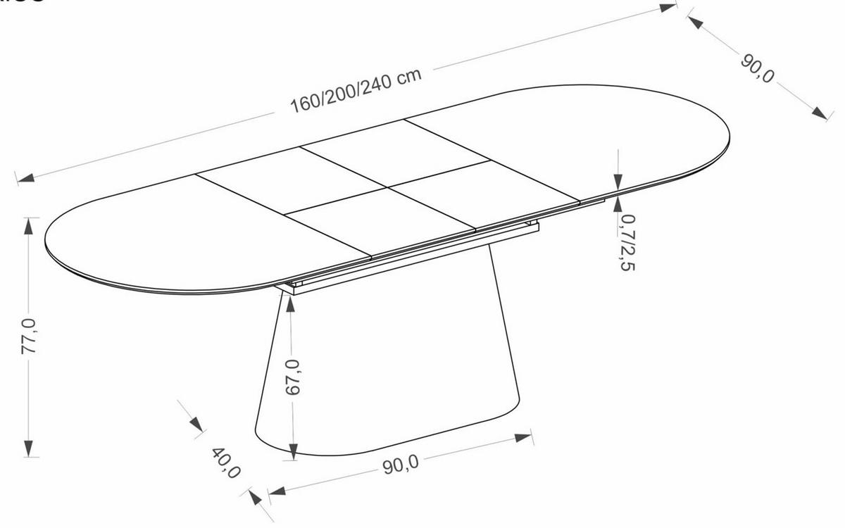 ESSTISCH Sirius weiß Marmor / Eiche Natur 160-240 / 90 / 77cm - Eichefarben/Weiß, Holz/Holzwerkstoff (90/240/77cm) - Feldmann-Wohnen