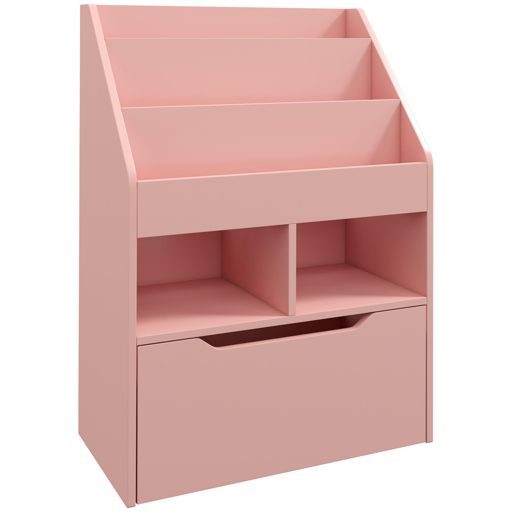KINDER Bücherregal Kinderregal mit Schublade, 3 Ablagefächern, 2 offenen Fächern - Rosa, Holzwerkstoff (29.9/90/60cm) - HOMCOM