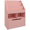 KINDER Bücherregal Kinderregal mit Schublade, 3 Ablagefächern, 2 offenen Fächern - Rosa, Holzwerkstoff (29.9/90/60cm) - HOMCOM