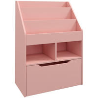 KINDER Bücherregal Kinderregal mit Schublade, 3 Ablagefächern, 2 offenen Fächern - Rosa, Holzwerkstoff (29.9/90/60cm) - HOMCOM