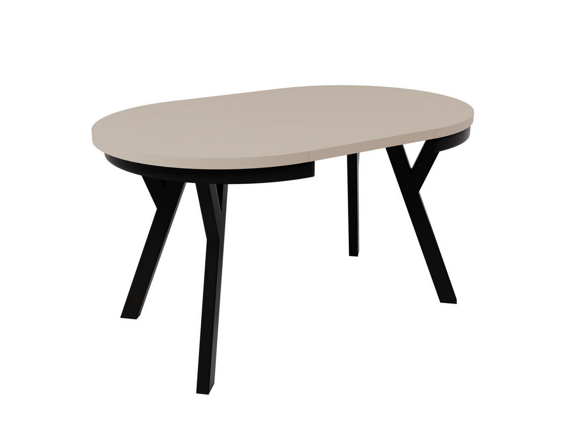 ESSTISCH ARI Rund (90-190 cm Ausziehbar Sandbeige Beige Metallbeine Loft) - Beige/Schwarz, Holz/Holzwerkstoff (90/90/76cm) - Ravio