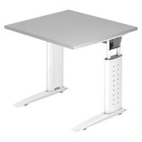 SCHREIBTISCH Serie-U 80/80/74 cm in Grau/Weiß - Weiß/Grau, Holzwerkstoff (80/80/74cm) - bümö