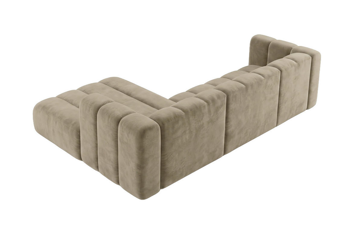 ECKSOFA Modulares In L-Form, Velvet-Stoff Riviera, Beige, Links, GRAND 287 cm - Beige, Holz (287/179cm) - Kaiser Möbel