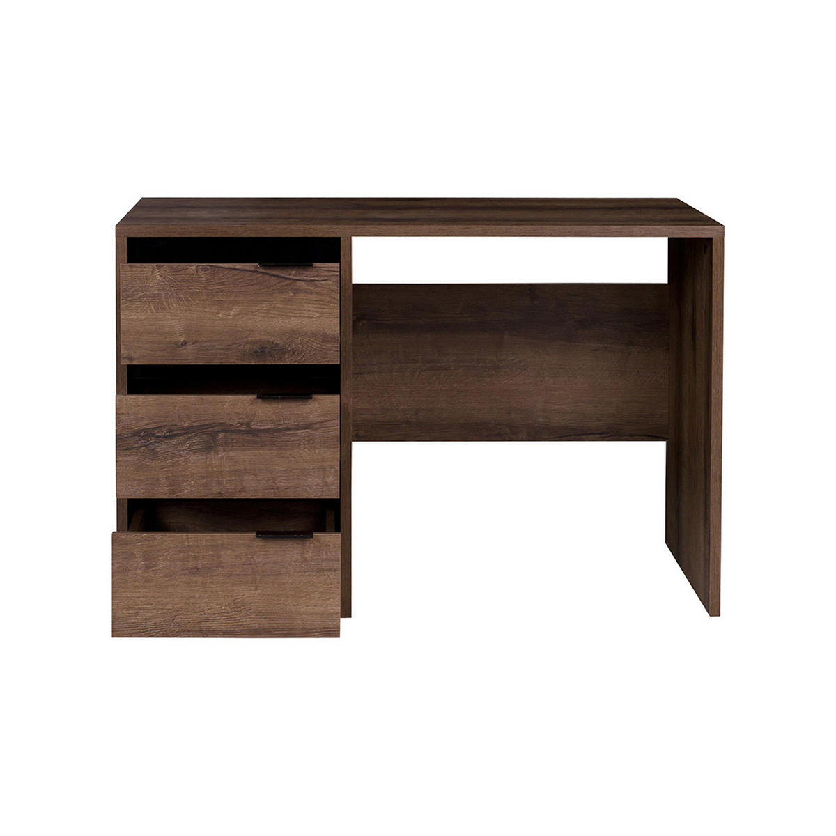 SCHREIBTISCH Devon mit 3 Schubladen, Eiche monastery - Eichefarben/Schwarz, Holzwerkstoff/Metall (60/120/70cm) - Beautysofa