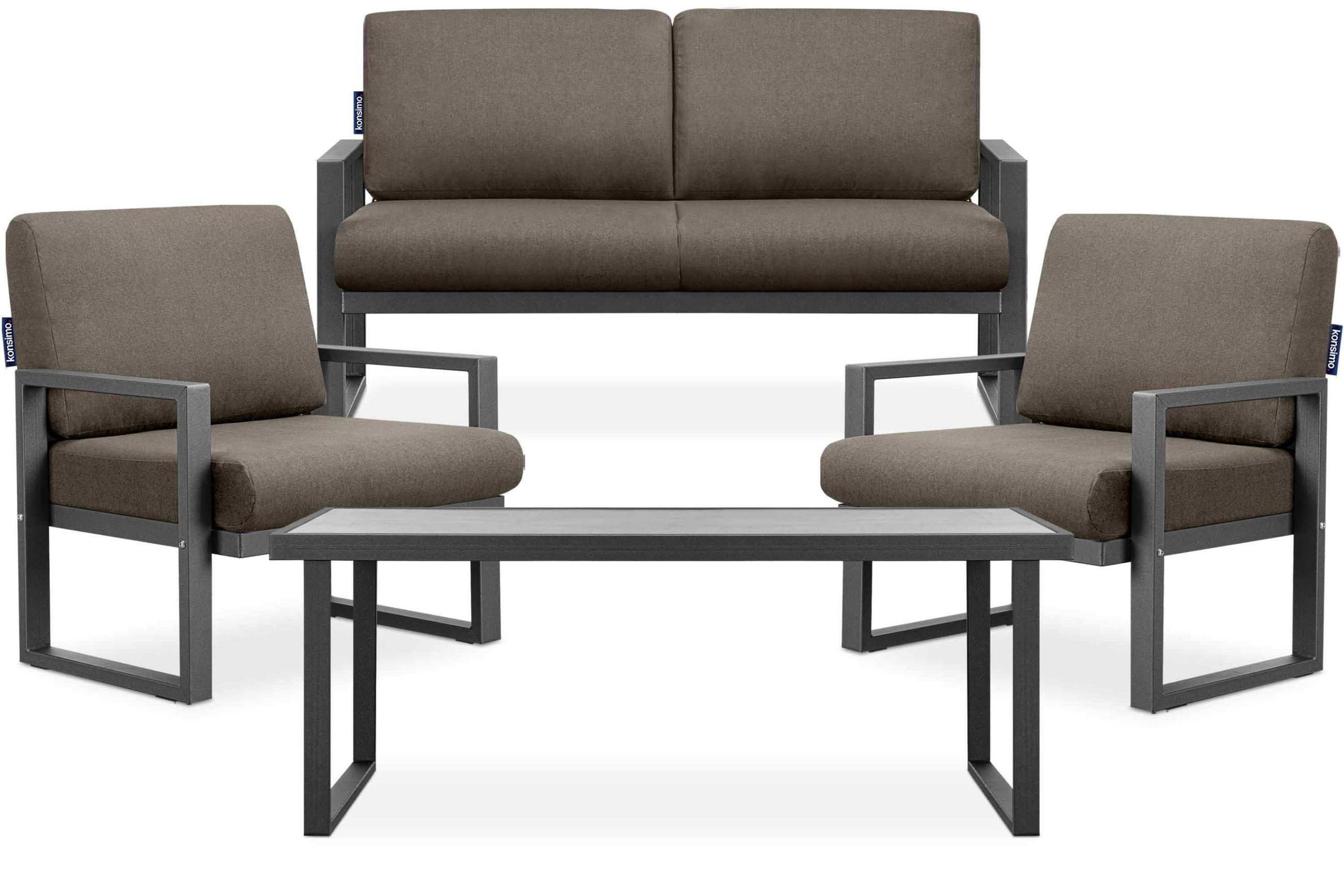 TERRASSENMÖBEL FRENA im Loft-Stil, Anthrazitfarbenes - Anthrazit/Beige, Metall - KONSIMO®