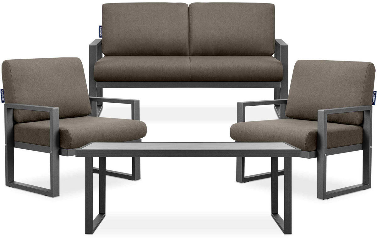 TERRASSENMÖBEL FRENA im Loft-Stil, Anthrazitfarbenes - Anthrazit/Beige, Metall - KONSIMO®