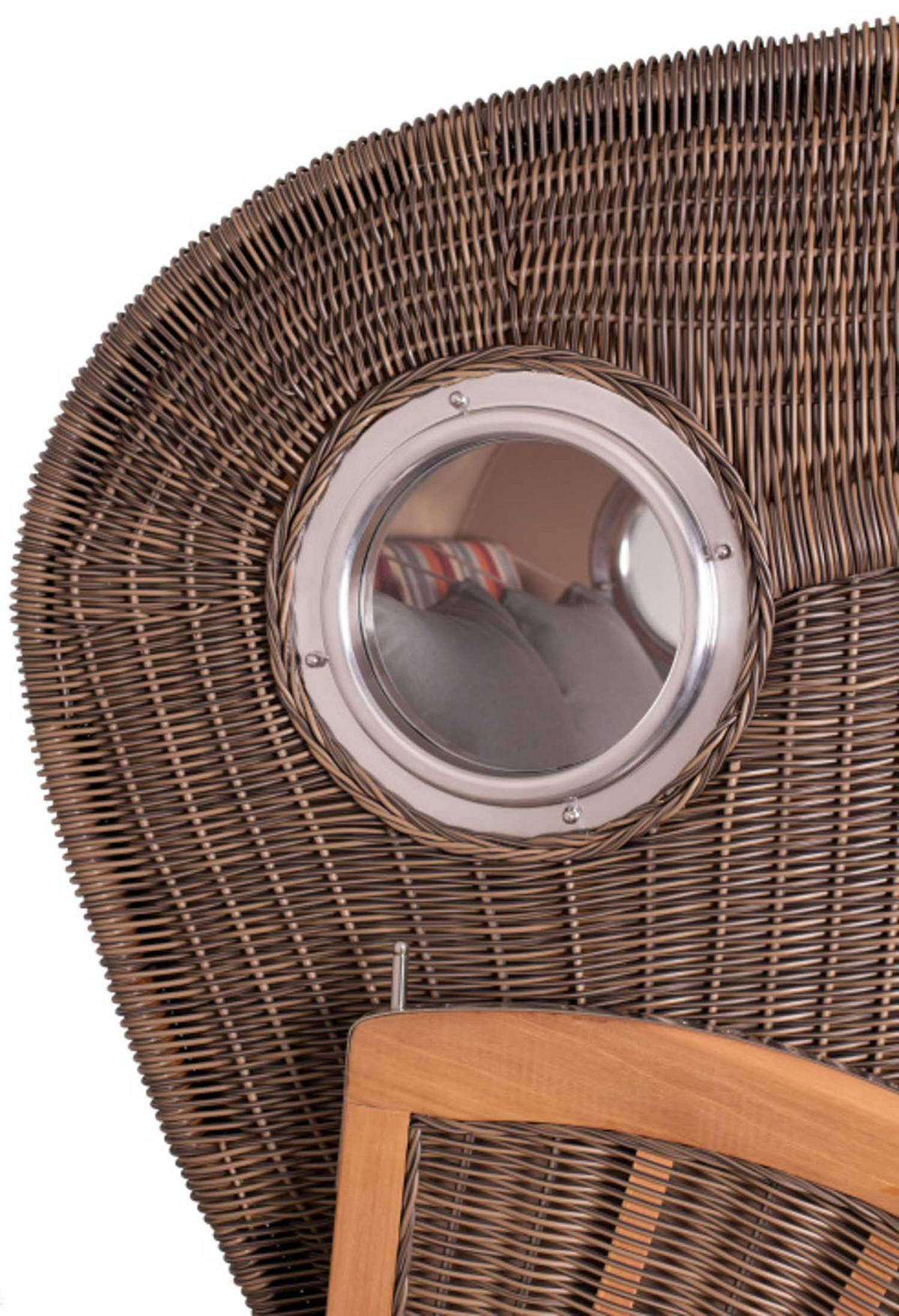 STRANDKORB Düne 2 Sitzer Teak PE Grey - Rot/Multicolor, Holz/Metall (125/170/80cm) - Mr. Deko