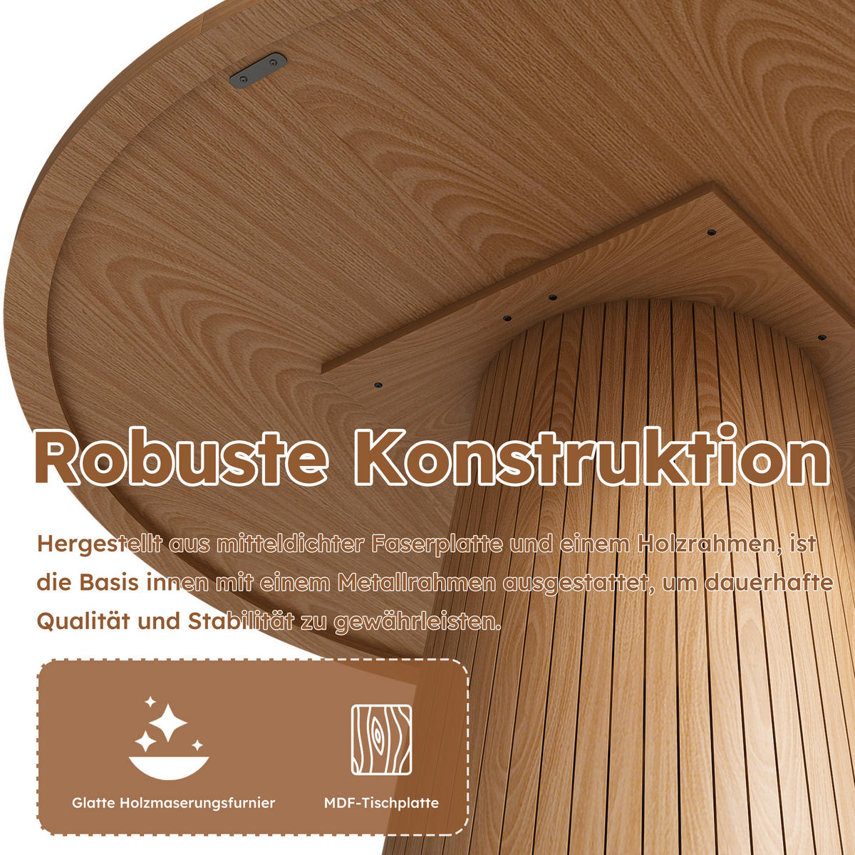 ESSTISCH 110/110/75 cm in Eichenoptik mit MDF-Tischplatte und Säulenfuß - Naturfarben, Holzwerkstoff (110/110/75cm) - CHICFURN
