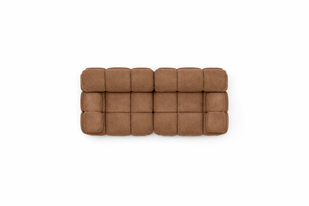 COUCH, 2-Sitzer Modular, Veloursstoff Salvador, Dunkelbeige, Selia - Beige, Holz (190/70/95cm) - Kaiser Möbel