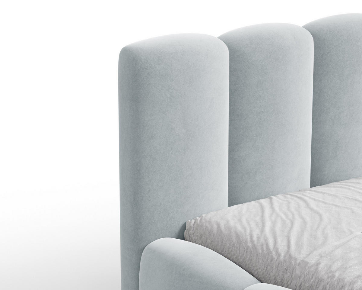 POLSTERBETT 18 - 140x200 cm – Riviera – Gepolstertes Bett mit Metall-Lattenrost - Blau, Holz (140/200cm) - ROYAL24_MARKT