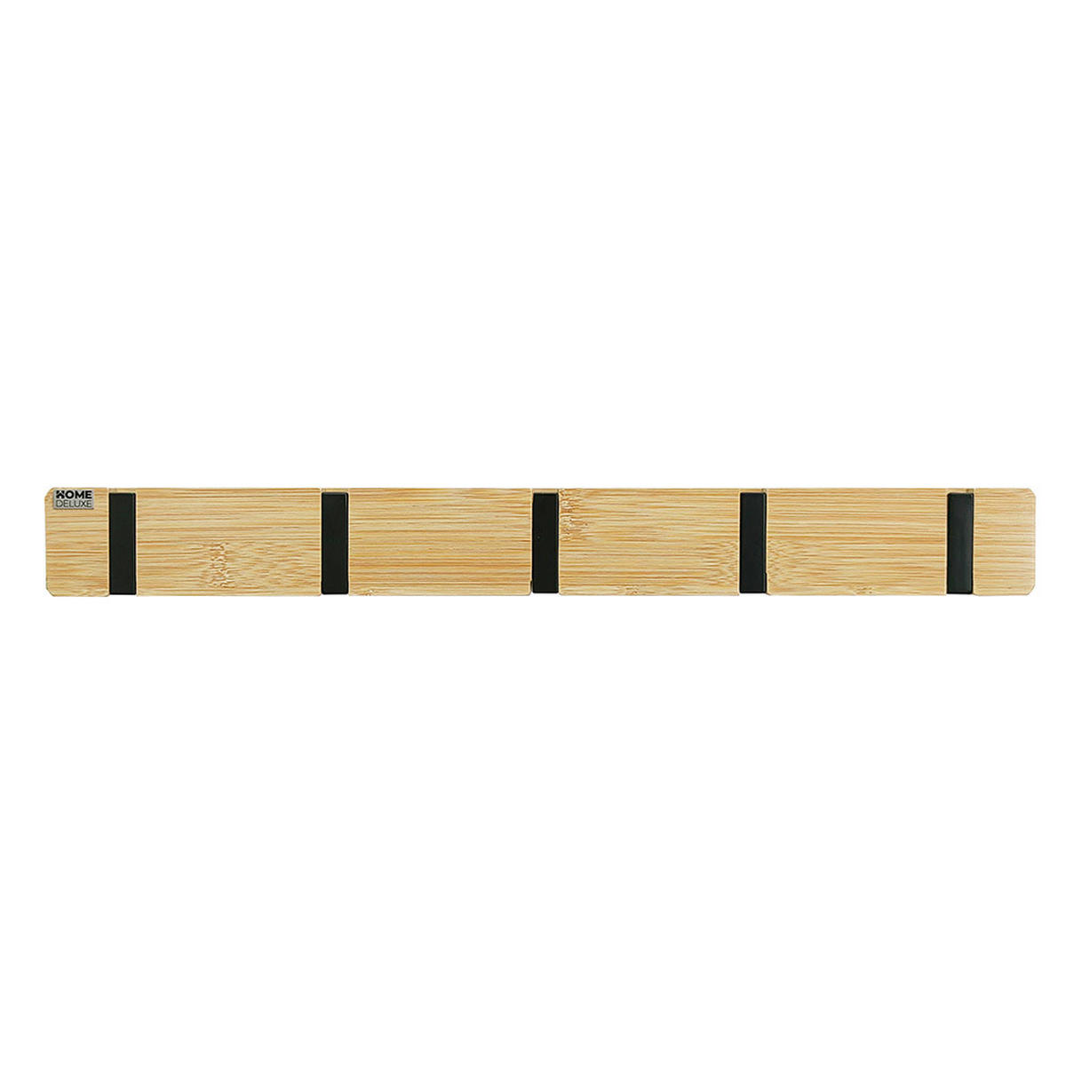GARDEROBENLEISTE HOOK inkl. Haken und Magnete - Bambus - 5 x Haken - Naturfarben, Holz (50/5.5/2cm) - Home Deluxe
