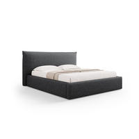 BETT mit Bettkasten und Kopfteil Kaelle aus Chenille-Stoff dunkelgrau 180x200cm - Dunkelgrau, Textil (180/200cm) - Micadoni