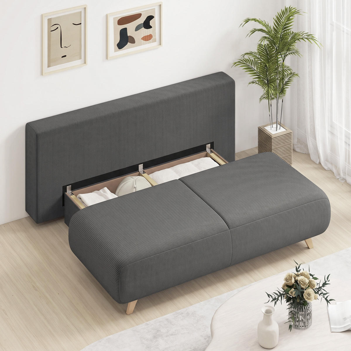 SCHLAFSOFA Grau 188.0/100.0/84.0cm - Grau, Textil (100/84/188cm)
