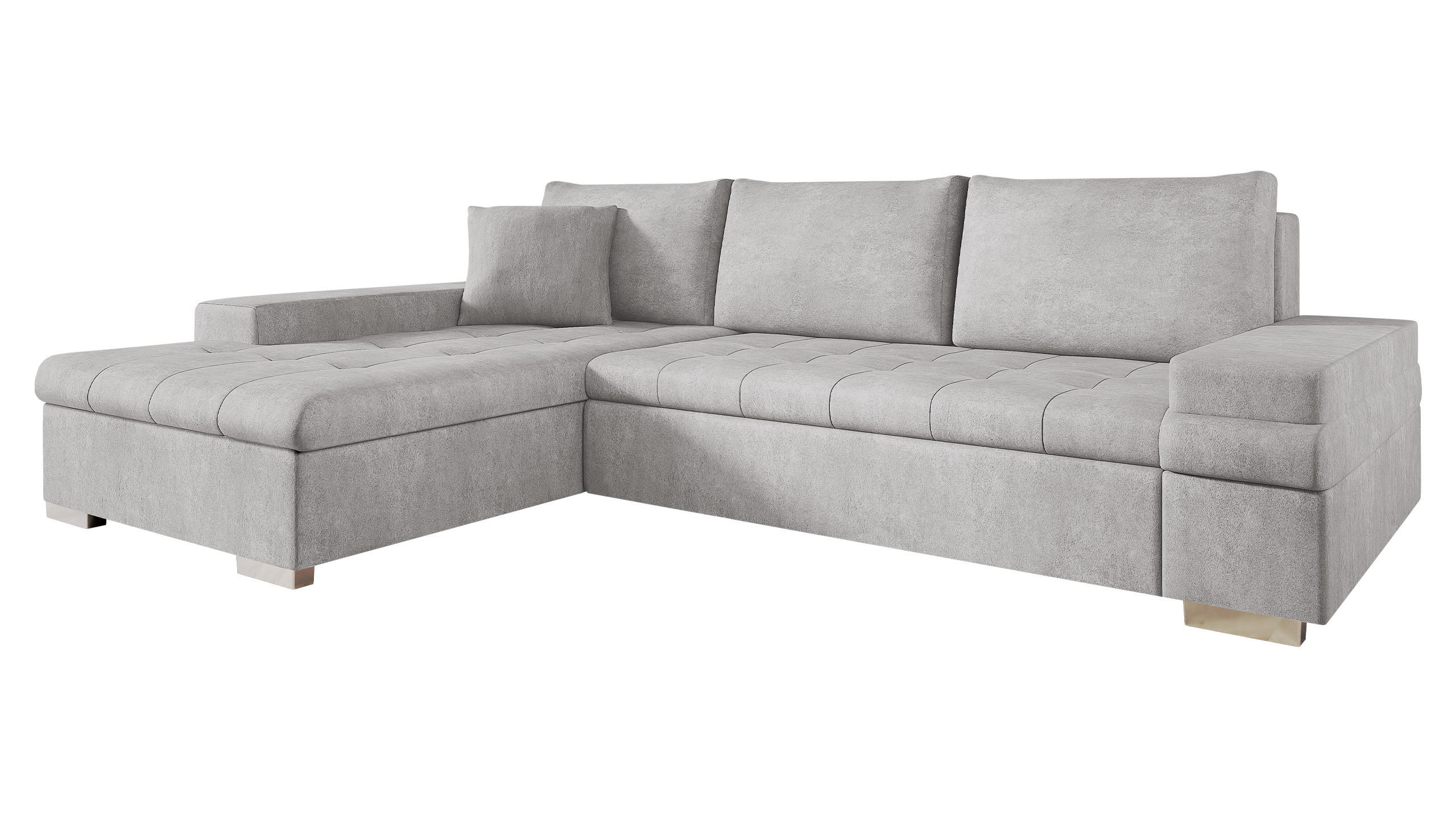 ECKSOFA Bangkok Mini Premium - Greige/Silberfarben, Holz/Textil (274/182cm) - MIRJAN24