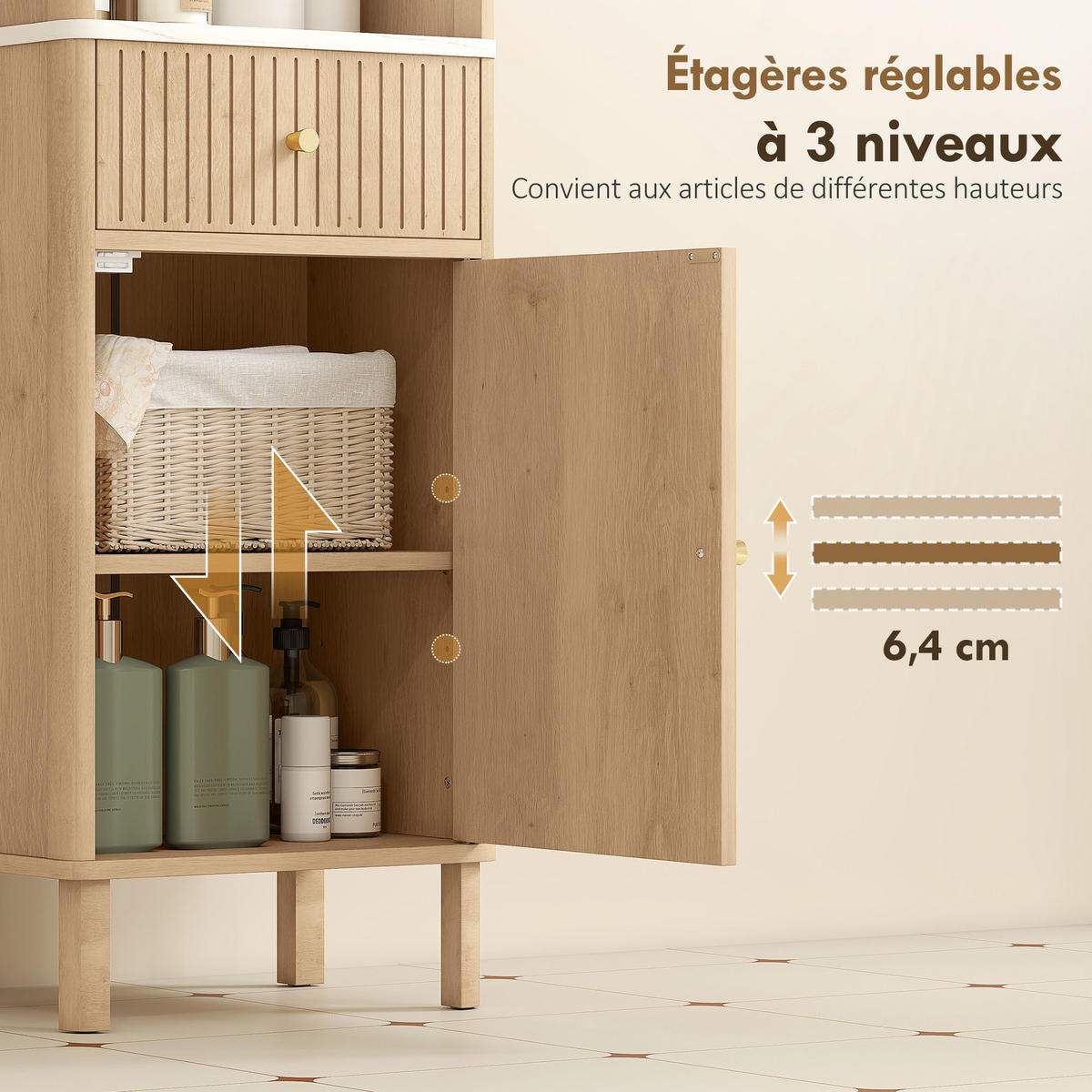 HOCHSCHRANK DE-12490 41,5/30/168 cm Eiche - Eichefarben, Holzwerkstoff (30/168/41.5cm) - ComfortXL