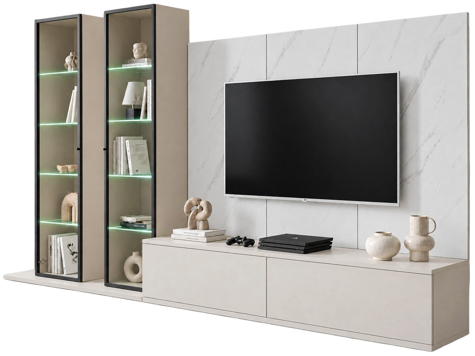 Inn.Furn Wohnwand Kaschmir, Weiß 300x175x45 cm