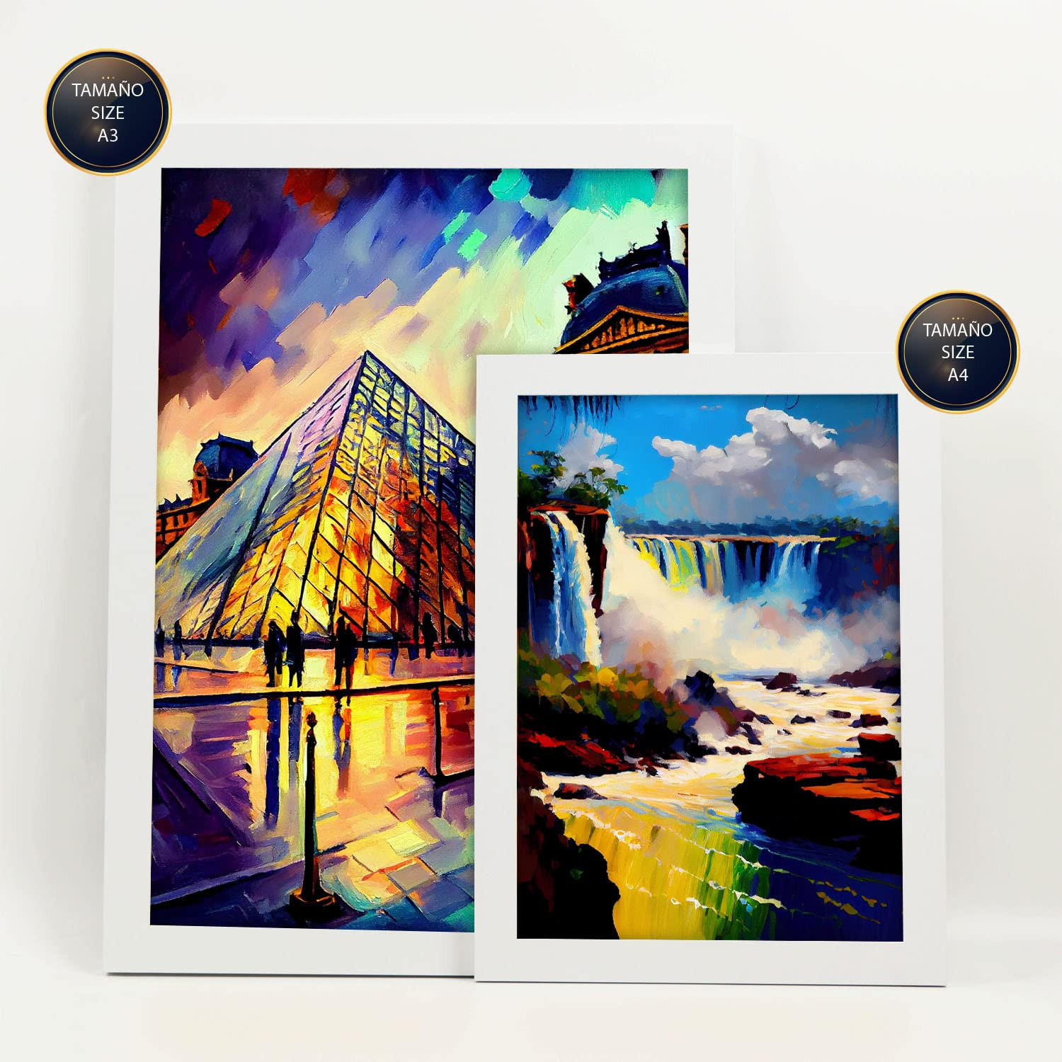 POSTER Set Mit 6 Winkel Im Ölgemälde Stil A3 & A4 Weißer Rahmen - Weiß, Papier (29/3cm) - Nacnic