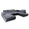 WOHNLANDSCHAFT SIENA R-S Grau Velours-Stoff mit Schlaffunktion - Grau, Holz (335/89/190cm) - MASSENO