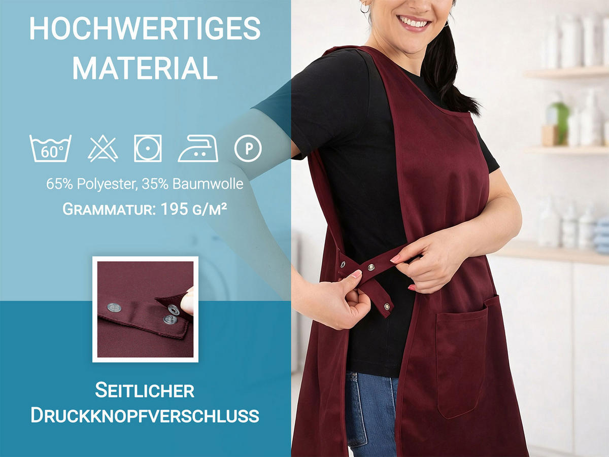 SCHÜRZE , onsize, 65% Polyester, 35% Baumwolle, Rot - Bordeaux, Textil (62/90cm) - Zollner