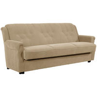 SOFA 3-Sitzer mit Bettfunktion Kaylyn Flockstoff sand - Sandfarben, Kunststoff (207/89/83cm) - 58aufmkessel