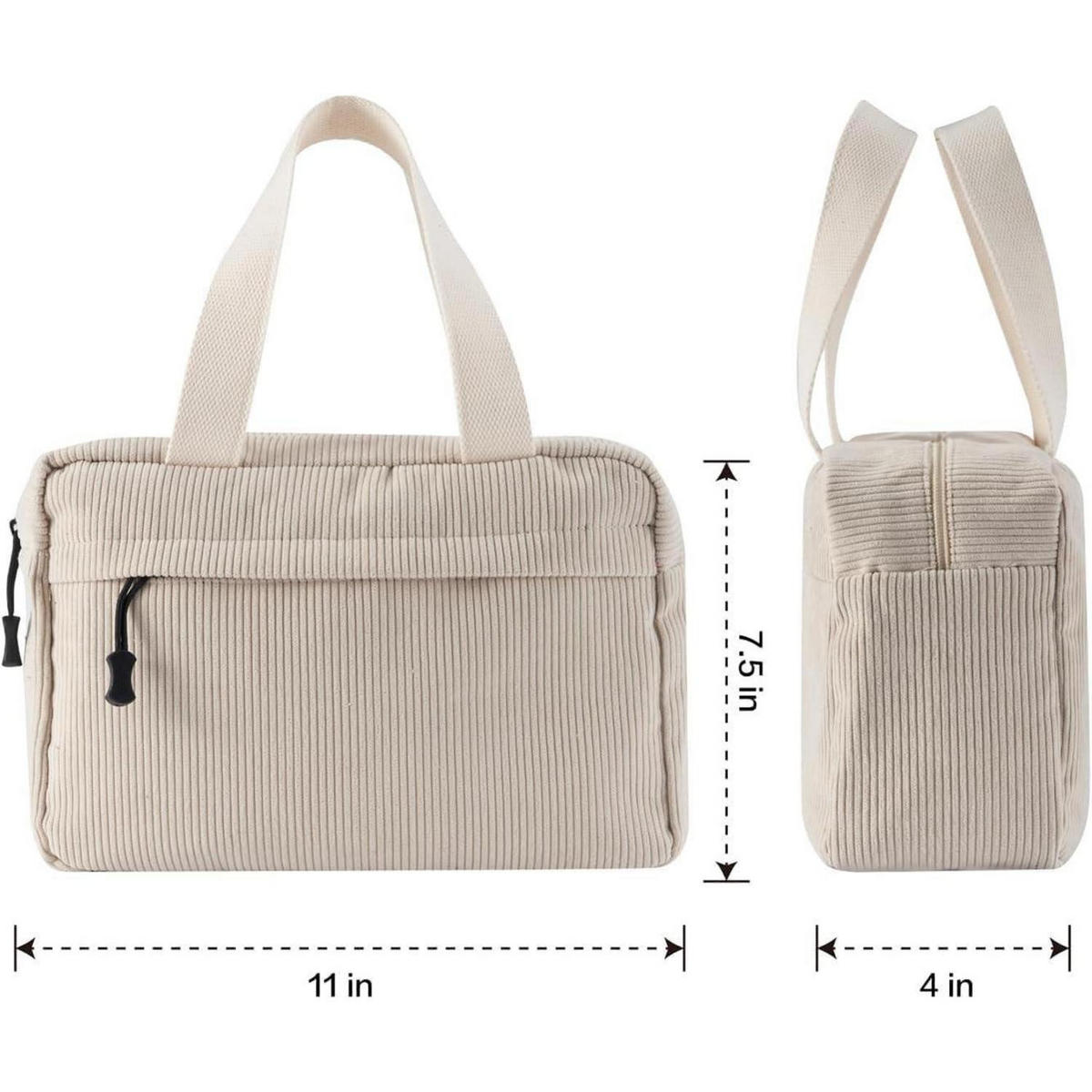 KULTURTASCHE Cord Damen 30 cm Grün - Grün, Textil (18/2/26cm)