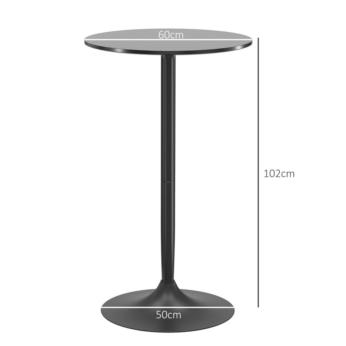 BAROVÝ stůl Ø60/102 cm, kompaktní MDF deska a stabilní ocelová podnož, Černá - černá, kompozitní dřevo (60/60/102cm) - Redom