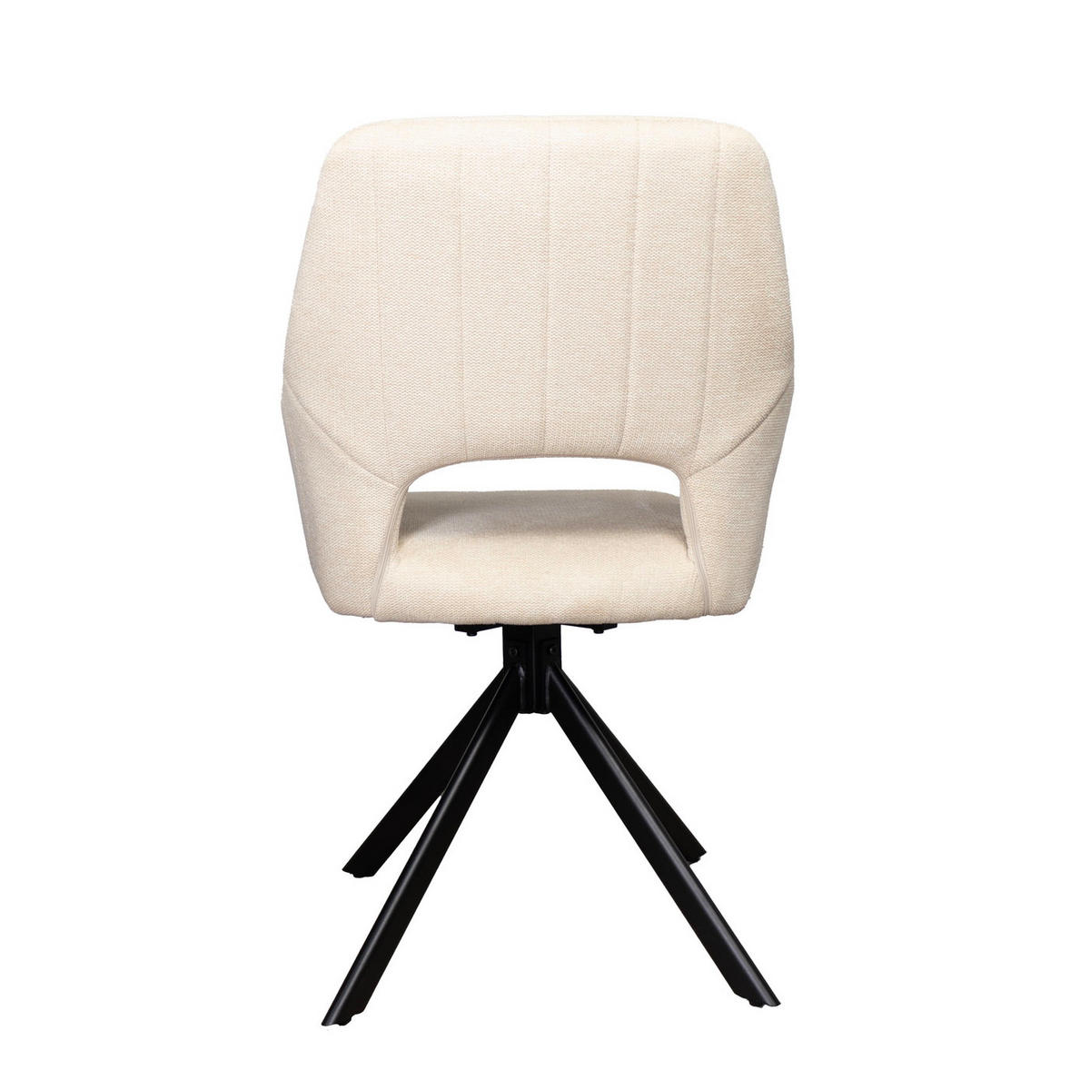 STUHL 2er Set drehbar aus Stoff, beige - Beige/Schwarz, Textil/Metall (57/84/58cm) - Giga Meubel