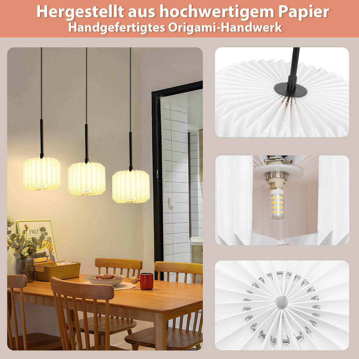 HÄNGELEUCHTE Schein 14.5/152/50 cm - Weiß, Papier (50/14.5/152cm) - ZMH