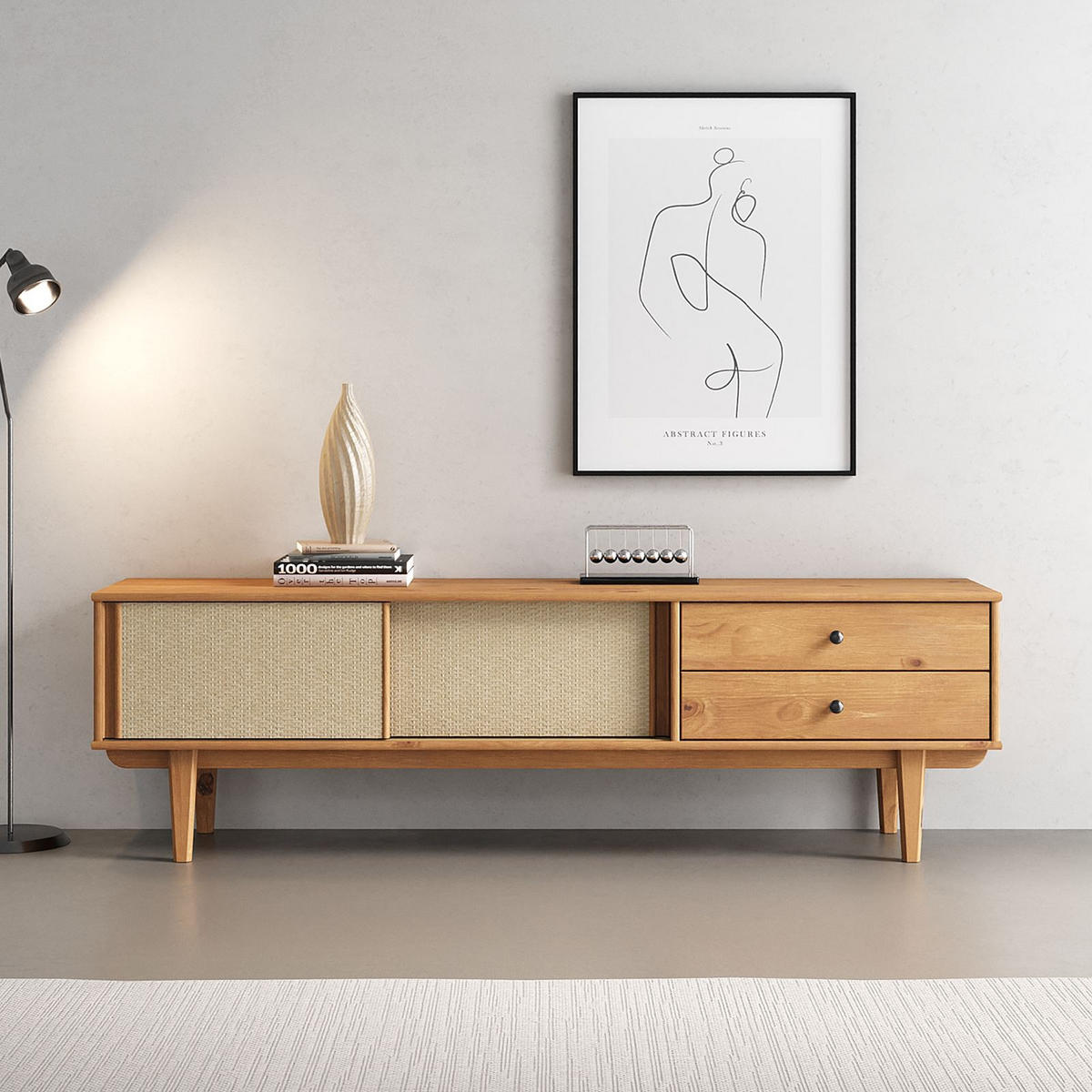 LOWBOARD SIMONA Eiche - Eichefarben, Holz (175/52/41cm) - IDIMEX