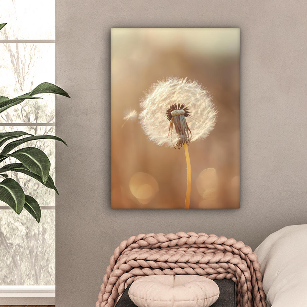 LEINWANDBILD Löwenzahn - Beige - Natur - Blume 60x80 cm - Hellbraun, Textil (60/80cm) - MuchoWow